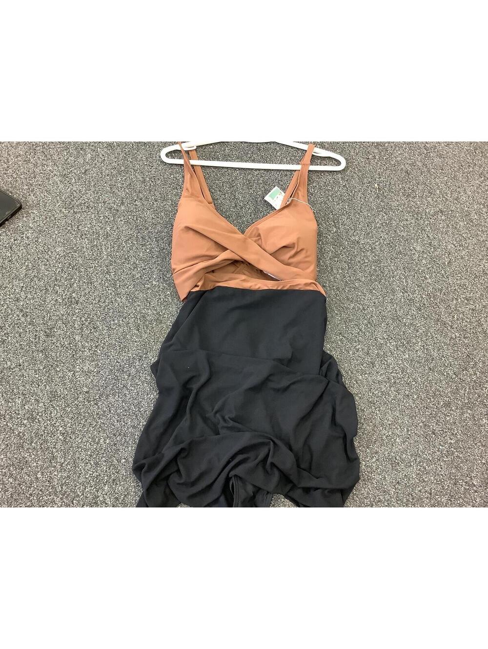 B2PRITY Two-Tone Brown and Black Sleeveless Dress with Adjustable Straps